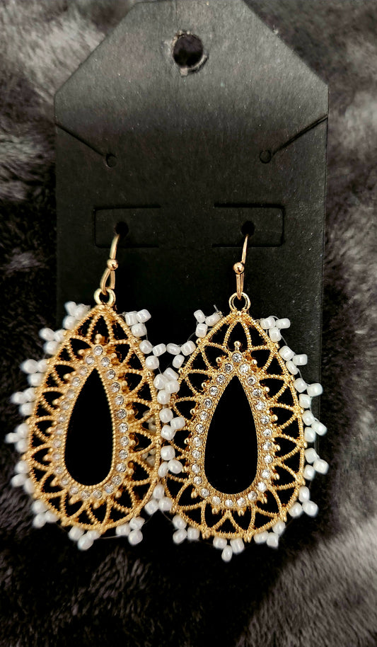 Golden Hoops with Pearl Trim